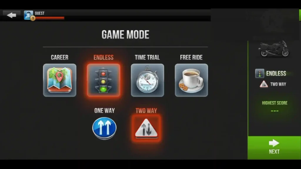 Traffic Rider Modes