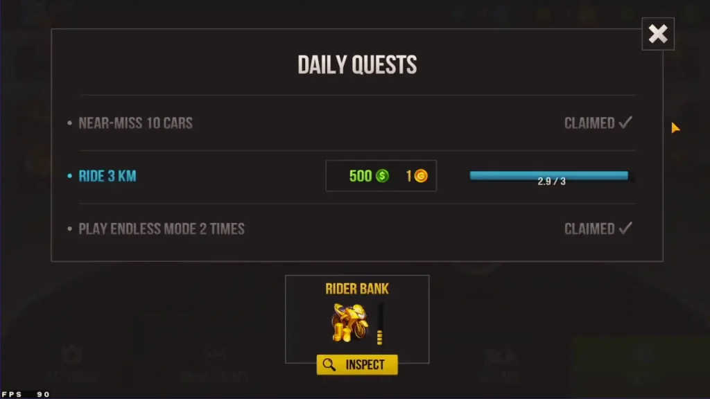 Daily Quests In Traffic Rider