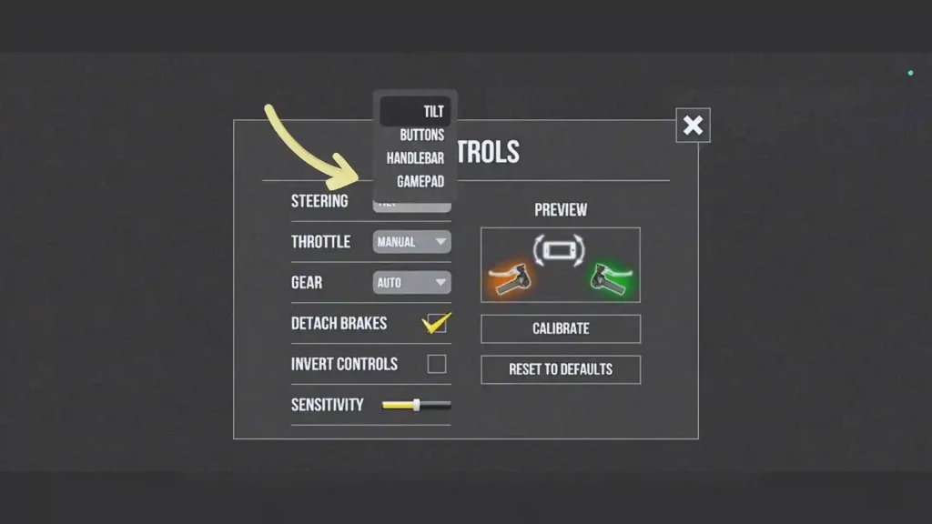 Traffic Rider Steering Setting