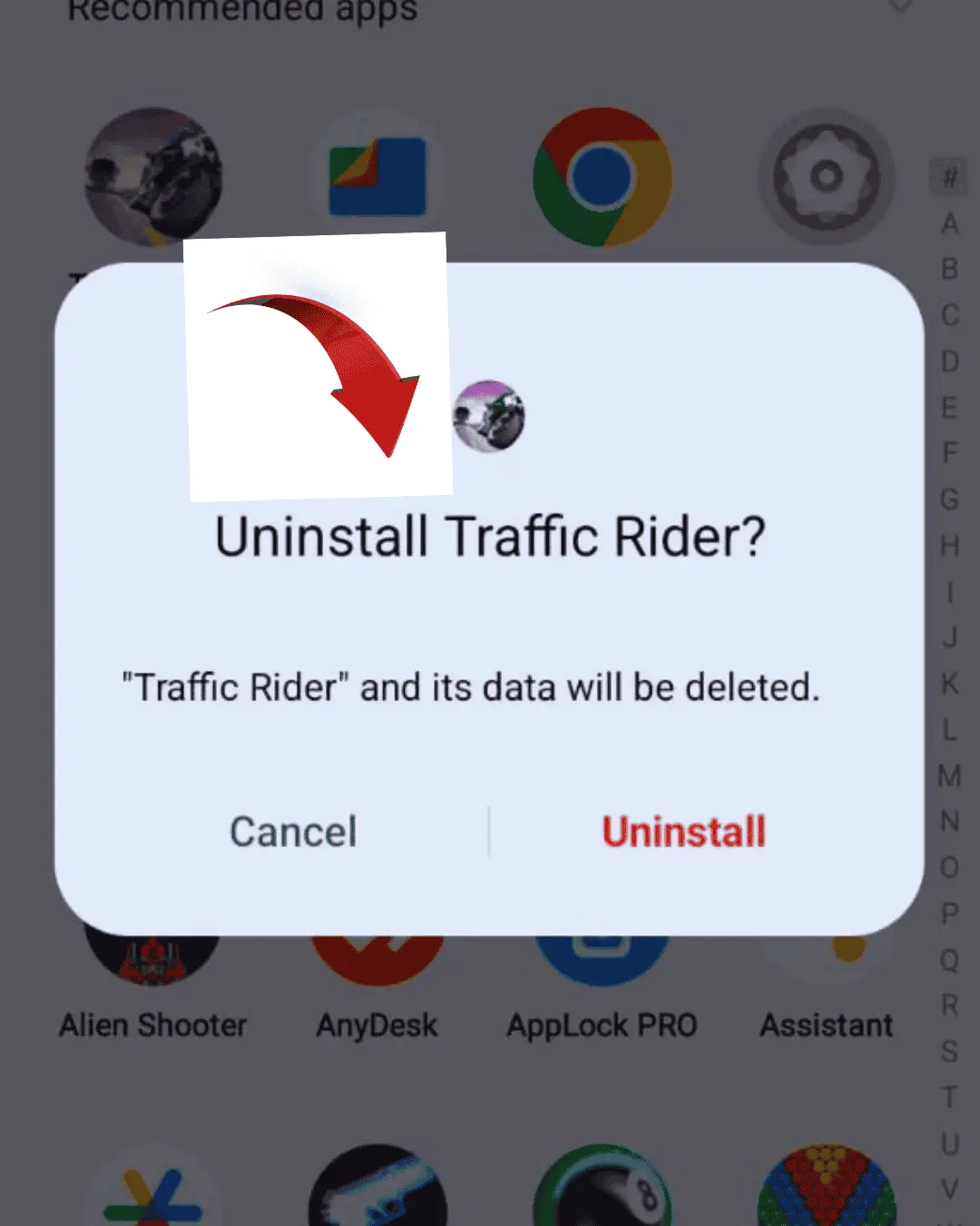 Uninstall Traffic Rider Mod Apk
