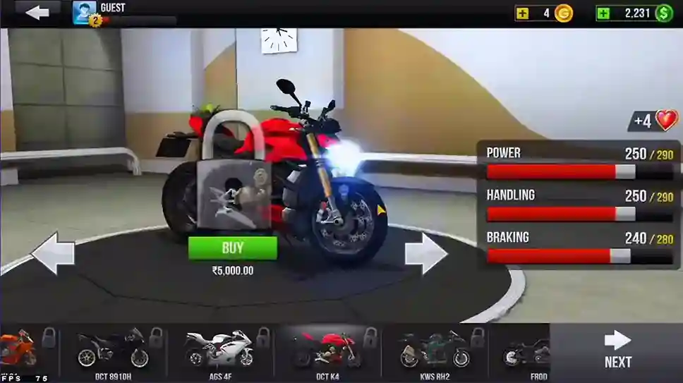 New bike in traffic rider